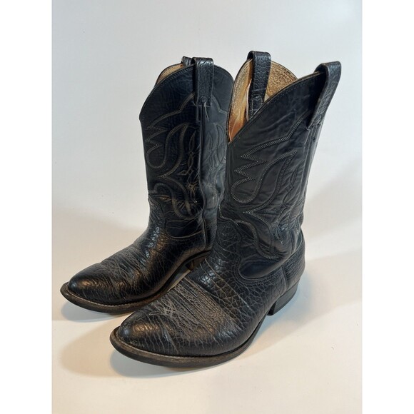 Nocona Boots Other - Nocona Cowboy Boots Size 8 E Black Leather Vintage